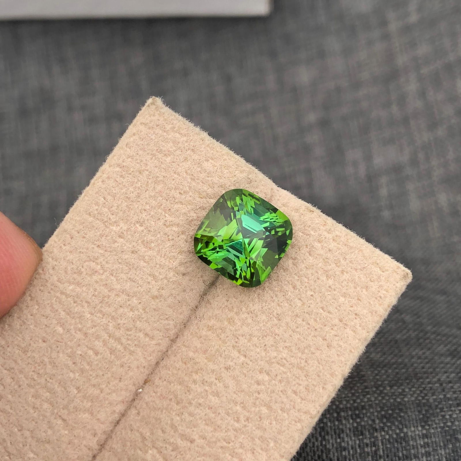 3.51 Carat Green Blue Tourmaline Gemstone: Afghan Cushion Cut - 9