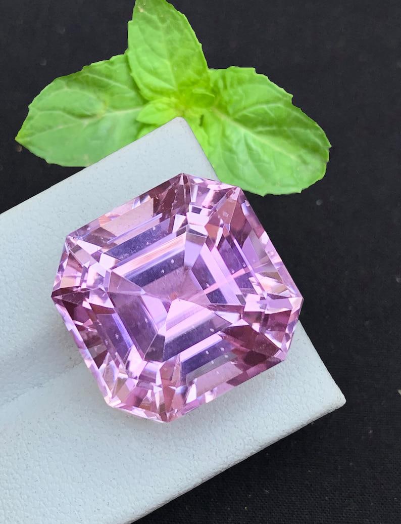 Fuchsia Pink Kunzite Gemstone: 41.57 CT Asscher Cut October Birthstone - 2