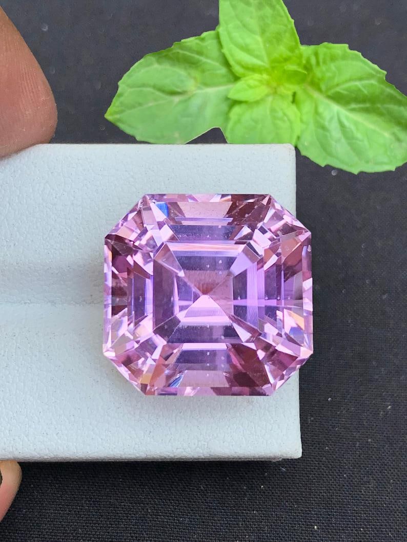 Fuchsia Pink Kunzite Gemstone: 41.57 CT Asscher Cut October Birthstone - 4