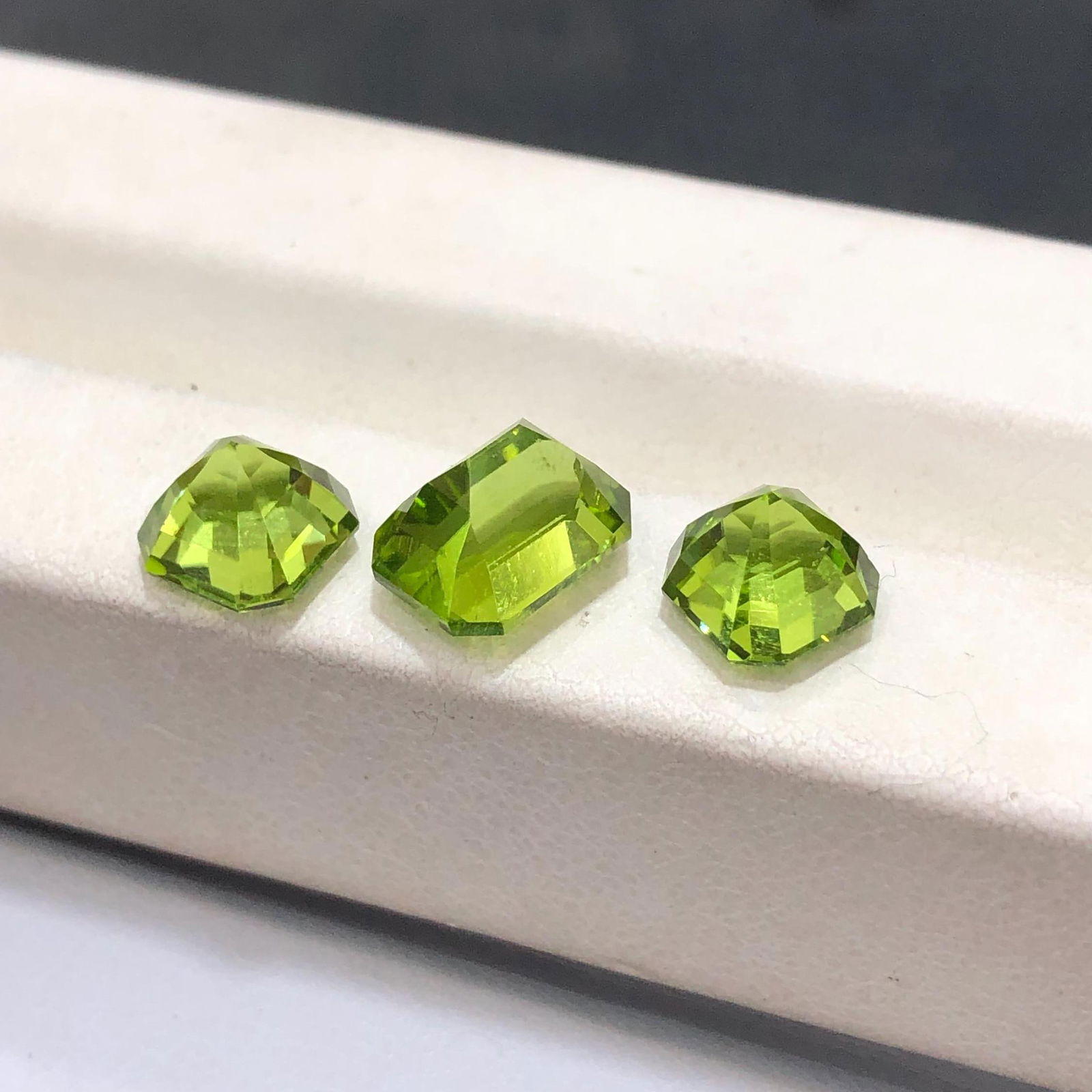 Apple Green Peridot Gemstone Set: Emerald & Asscher Cut, Sapat Valley - 8