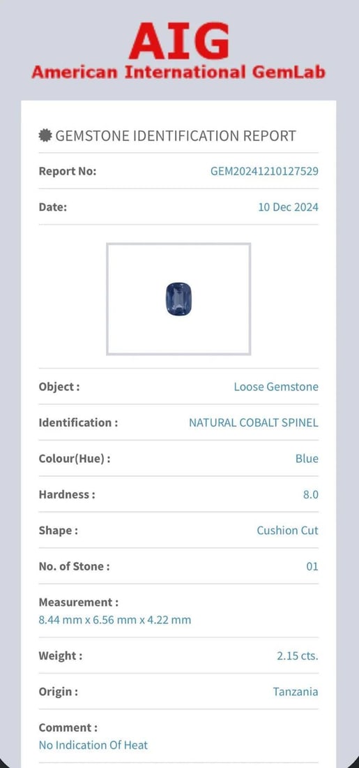 2.15 Carat Violet Blue Spinel: Natural Cushion Cut Gemstone from Tanzania - 2