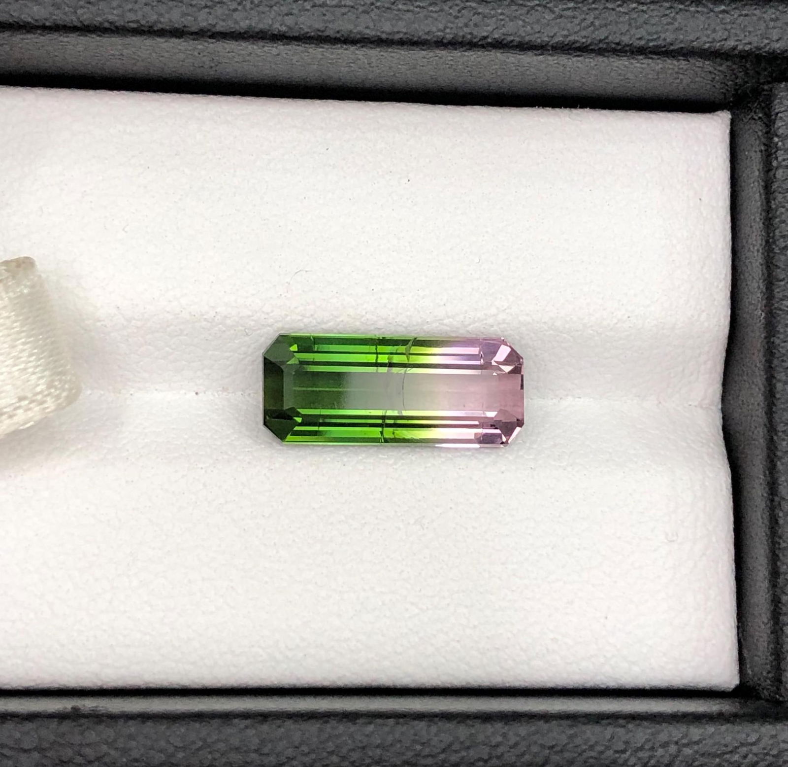 Bicolor Tourmaline Gemstone: Emerald Cut Green & Pink, 3.85 CT - 3