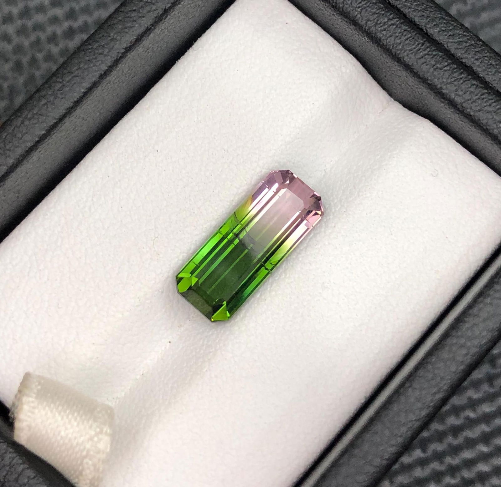 Bicolor Tourmaline Gemstone: Emerald Cut Green & Pink, 3.85 CT - 4