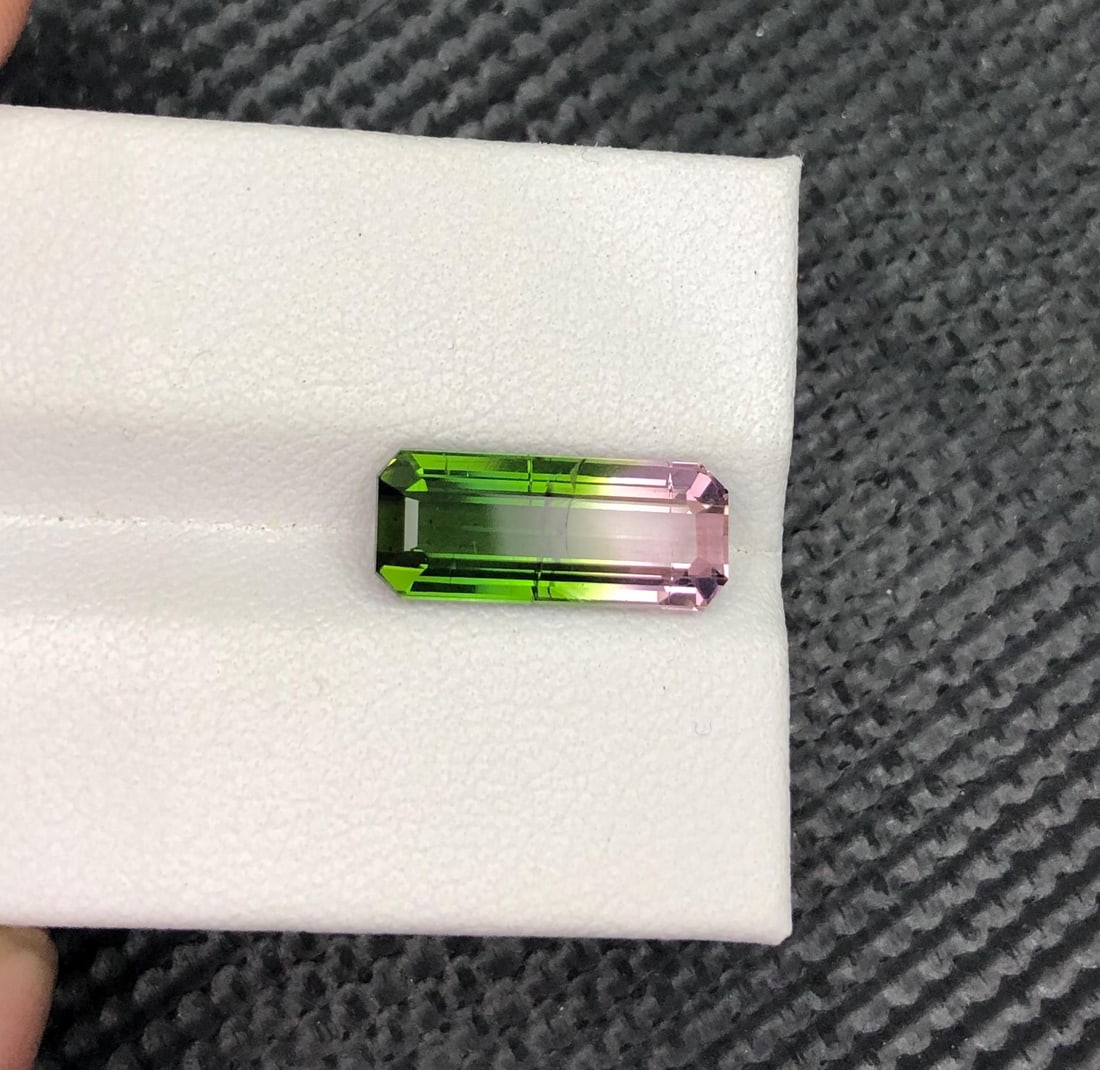 Bicolor Tourmaline Gemstone: Emerald Cut Green & Pink, 3.85 CT - 5