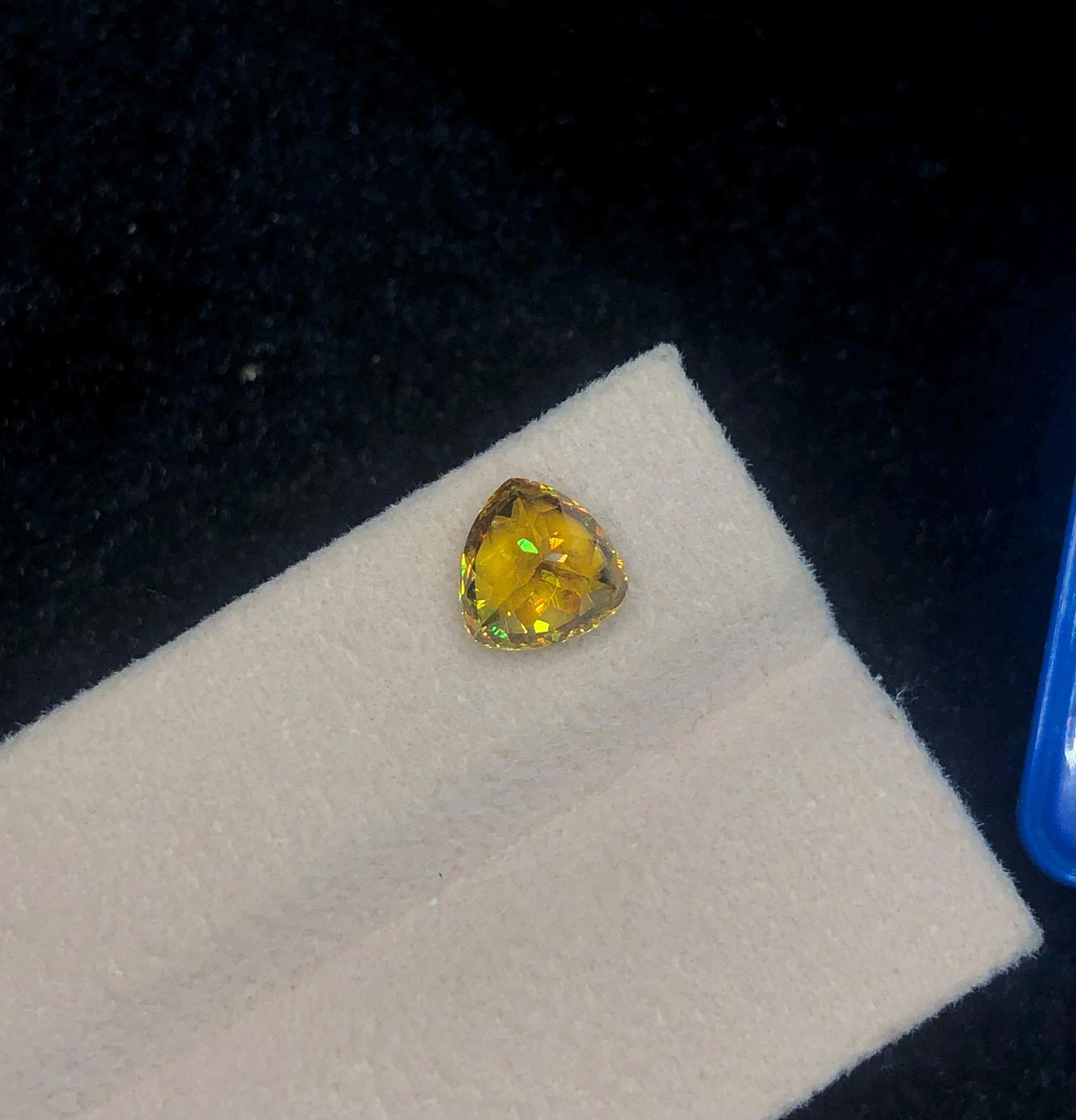 Trillion Cut Sphene Titanite Gemstone: Yellow Orange Sparkle, 2.245 Ct - 7
