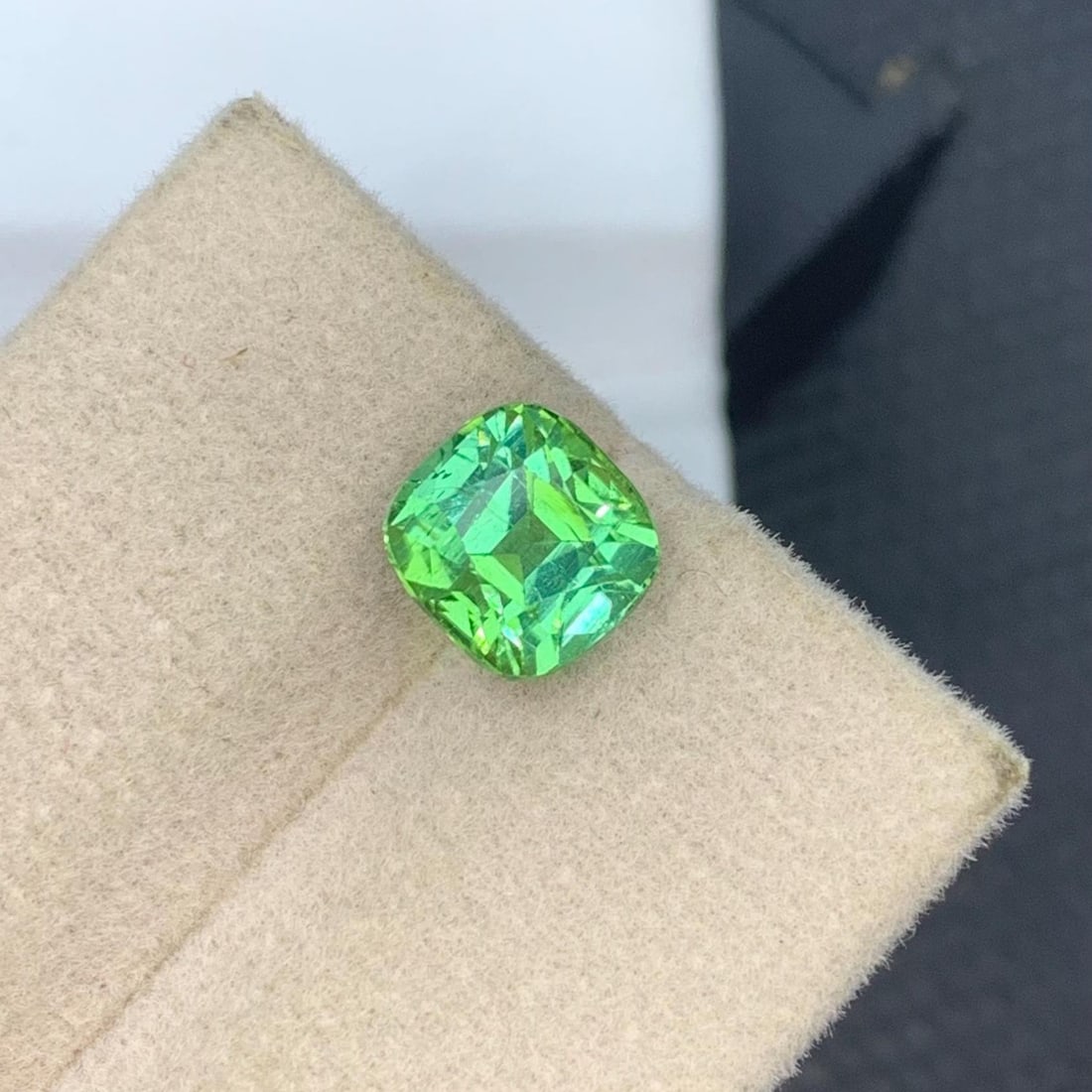 Mint Green Tourmaline Gemstone Faceted Cushion Cut From Afghanistan - 2.835 Carat - 4