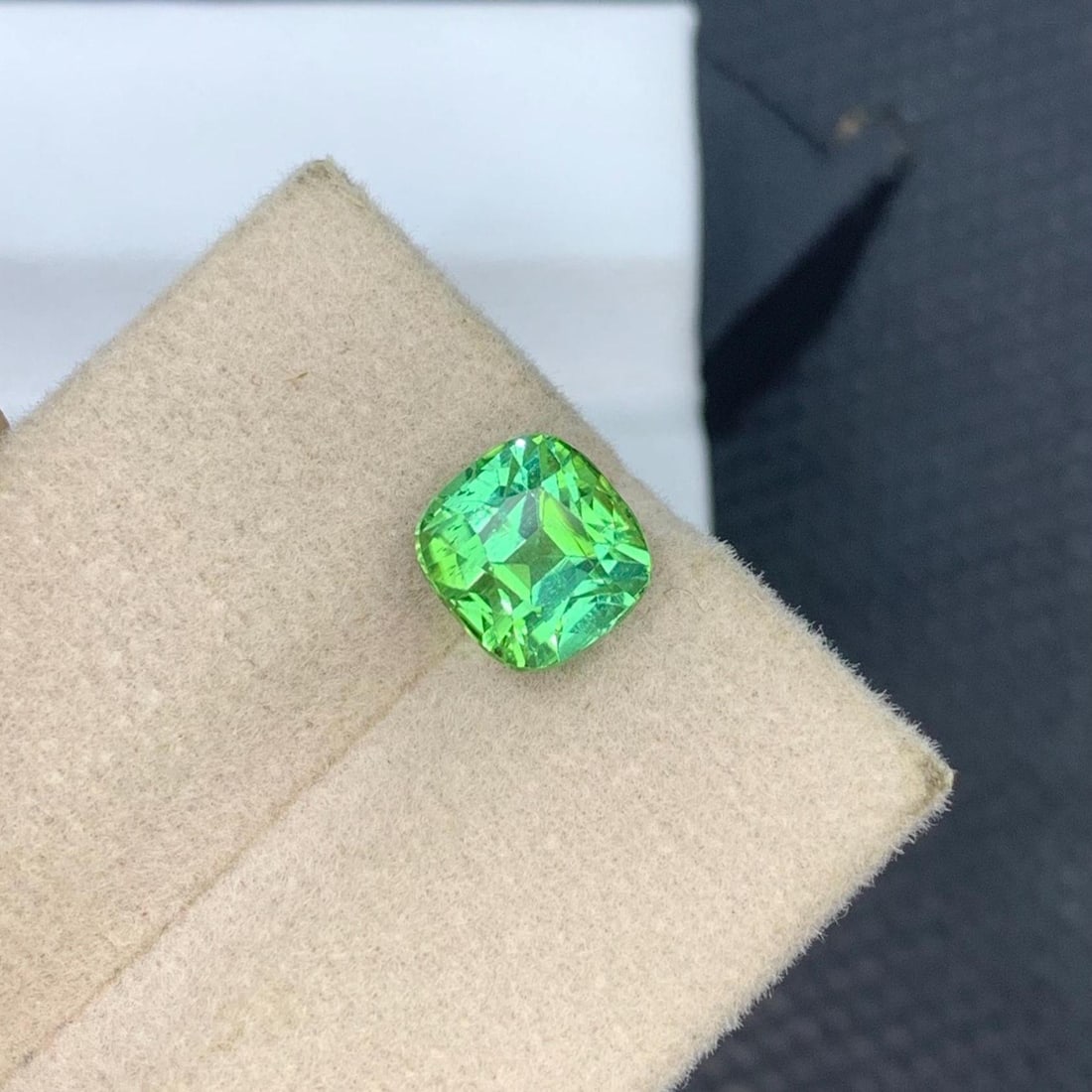 Mint Green Tourmaline Gemstone Faceted Cushion Cut From Afghanistan - 2.835 Carat - 5