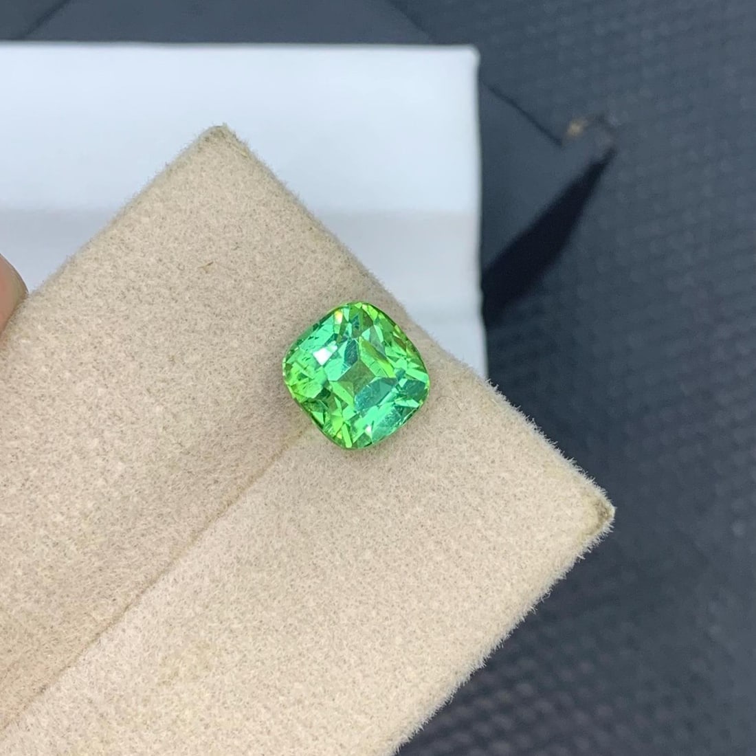 Mint Green Tourmaline Gemstone Faceted Cushion Cut From Afghanistan - 2.835 Carat - 7