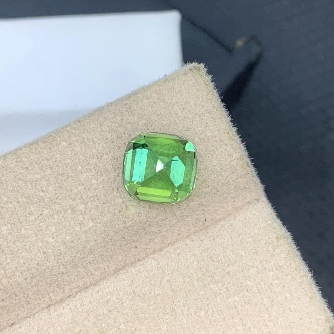 Mint Green Tourmaline Gemstone Faceted Cushion Cut From Afghanistan - 2.835 Carat - 8