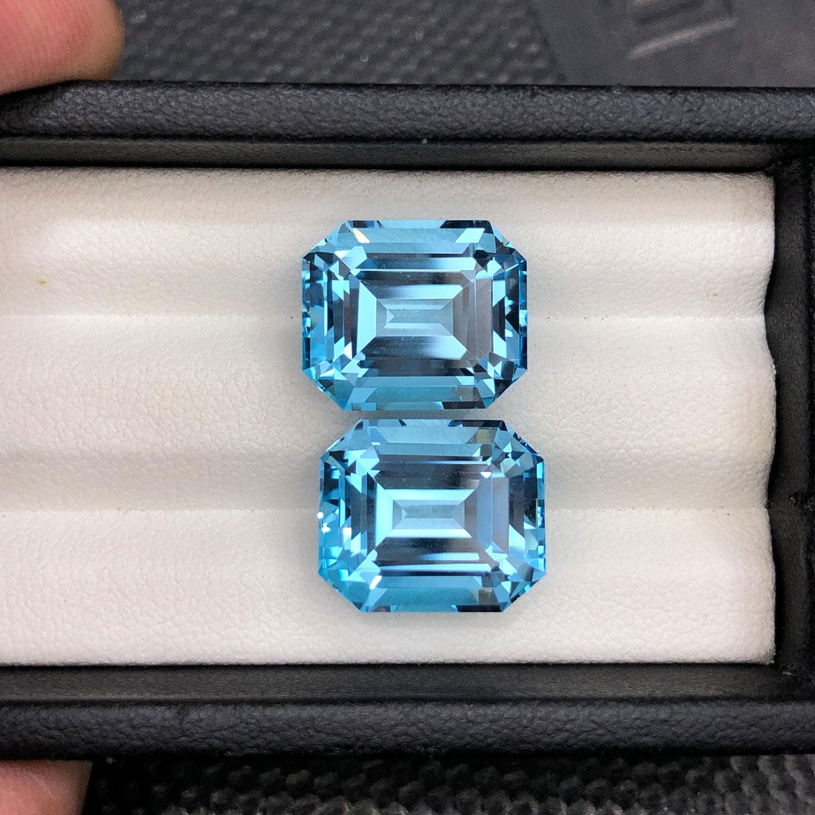 Emerald Cut Swiss Blue Topaz Loose Gemstone Pair, 27.275 Carat - 5