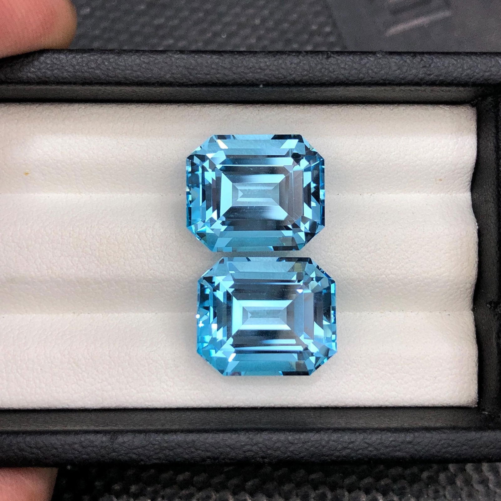 Emerald Cut Swiss Blue Topaz Loose Gemstone Pair, 27.275 Carat - 7