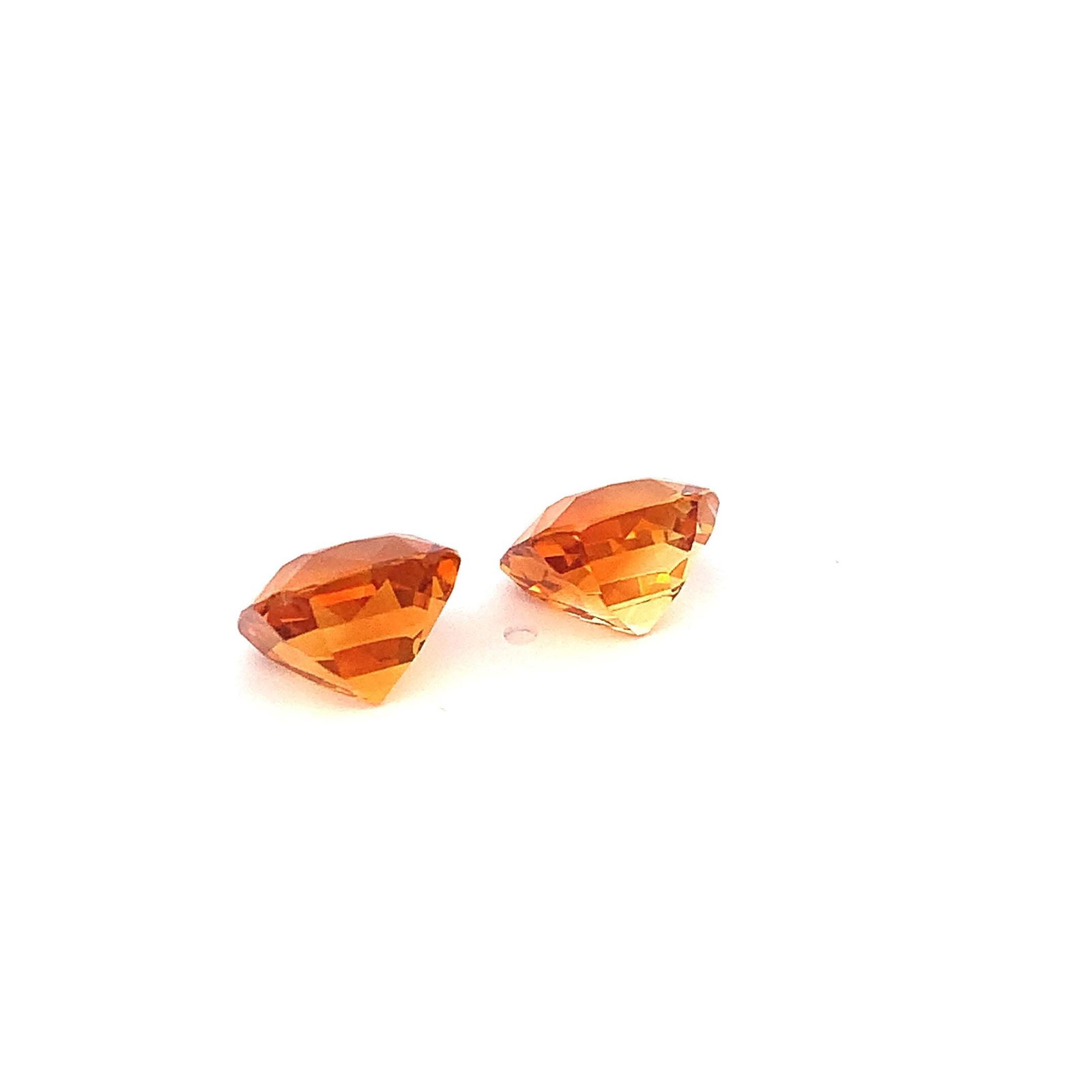 Earrings Size Citrine Calibrated Pair Orangish Yellow Gemstone - 7.40 carat - 4