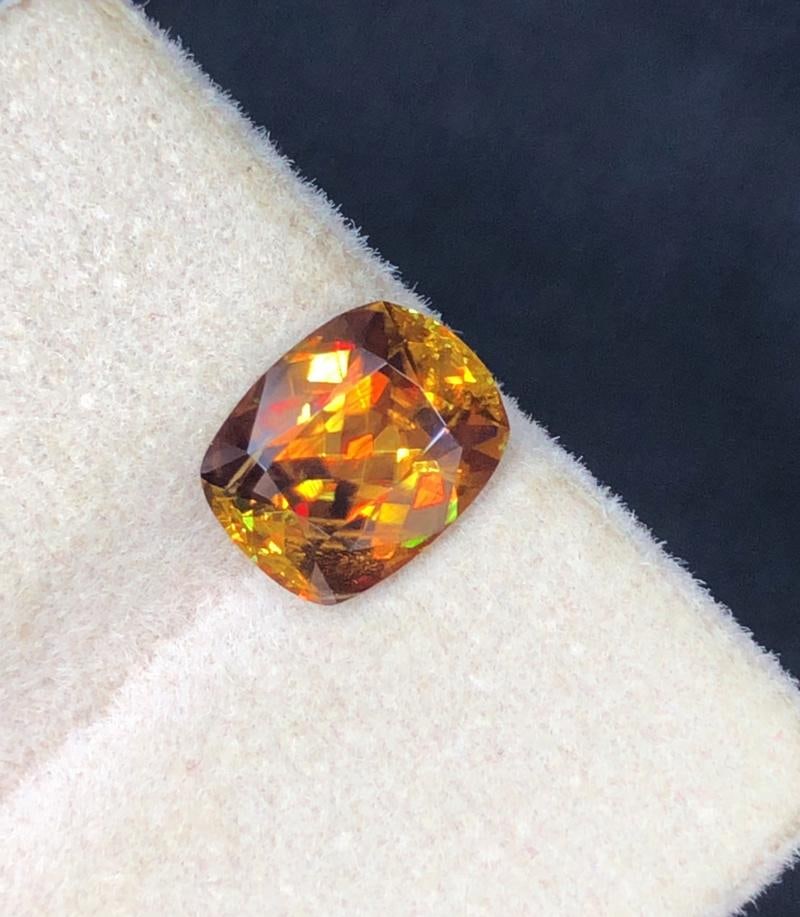 Sparkling Rainbow Fire Natural Cushion Cut Sphene Loose Gemstone For Engagement Ring - 1.90 Carat - 5