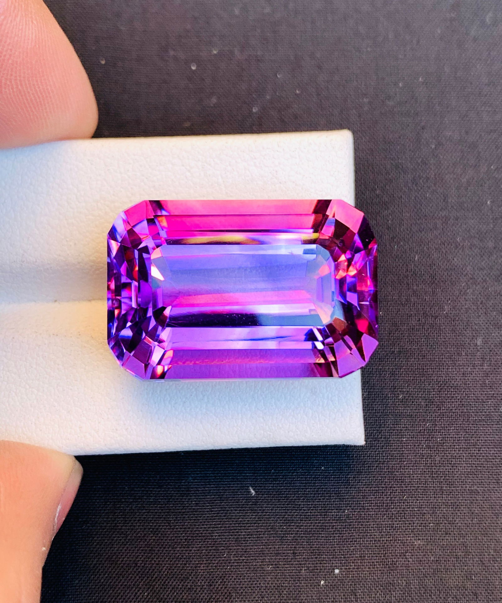 63 CT Natural Amethyst Gemstone: Deep Purple Emerald Cut Stone (1 of 5)