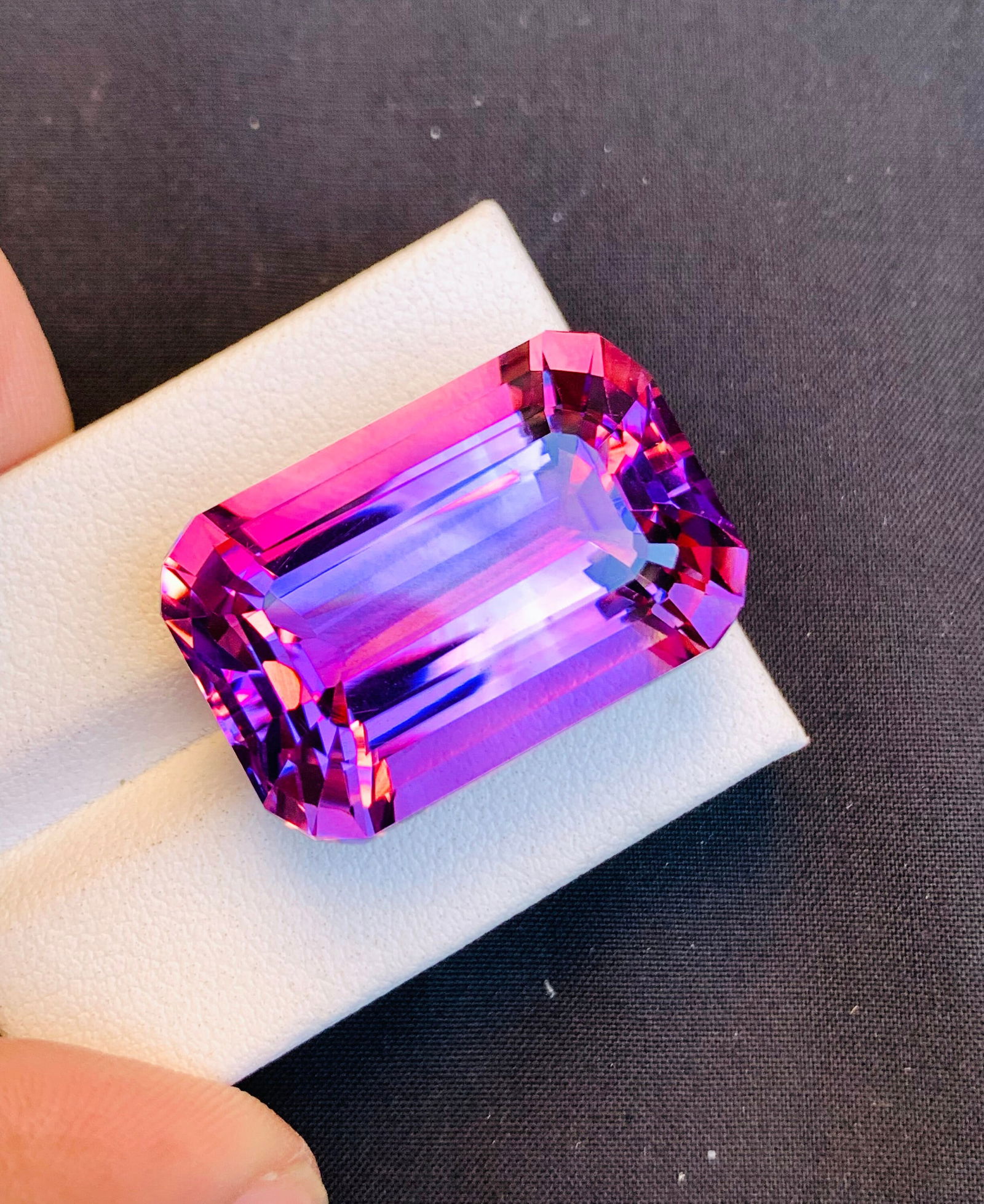 63 CT Natural Amethyst Gemstone: Deep Purple Emerald Cut Stone - 2