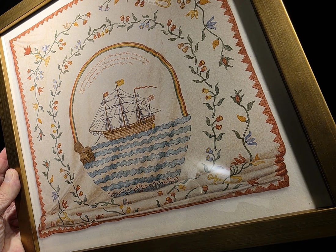 12x12 Wood Framed Ship Sampler PRINT - 5