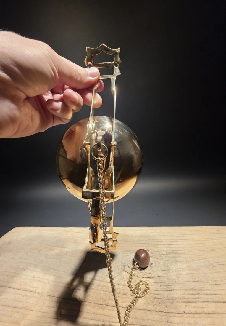 11" Wall Mount Brass Pull Chain Door Bell - 7