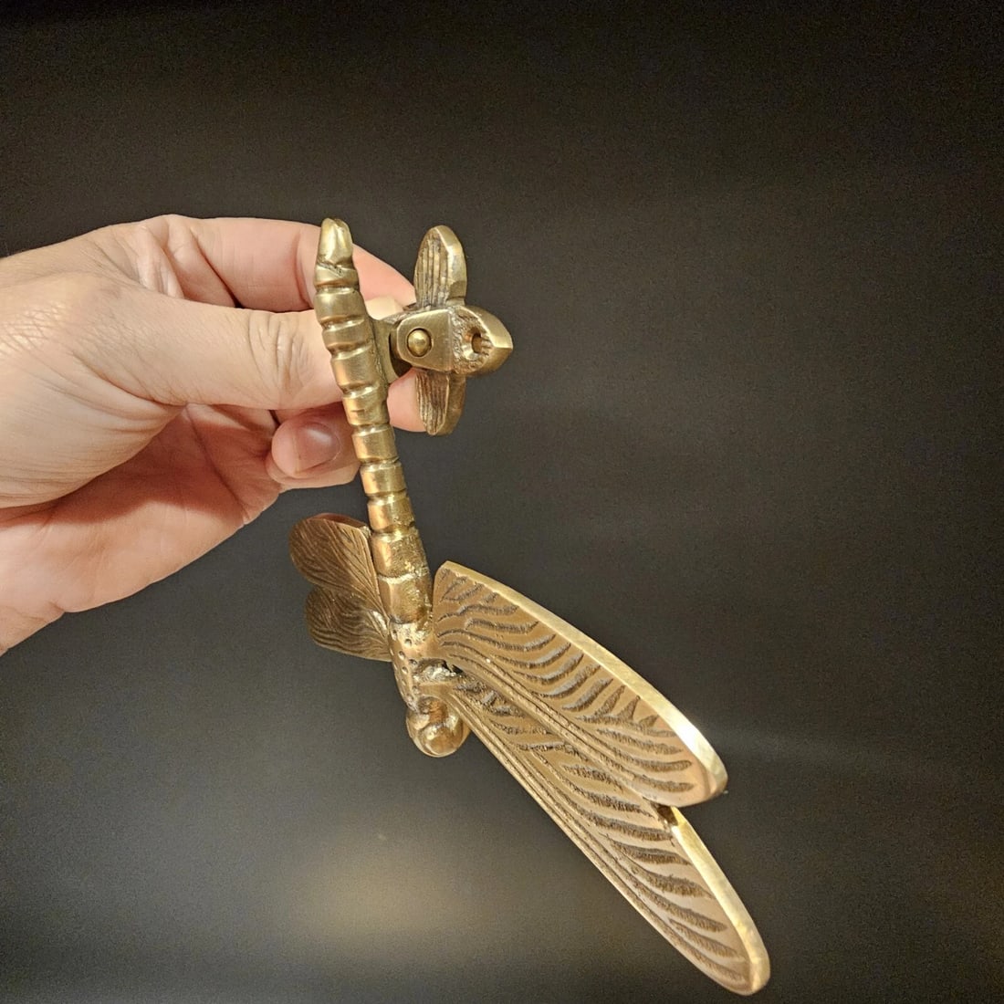 6-1/4" Brass Dragonfly Door Knocker - 7