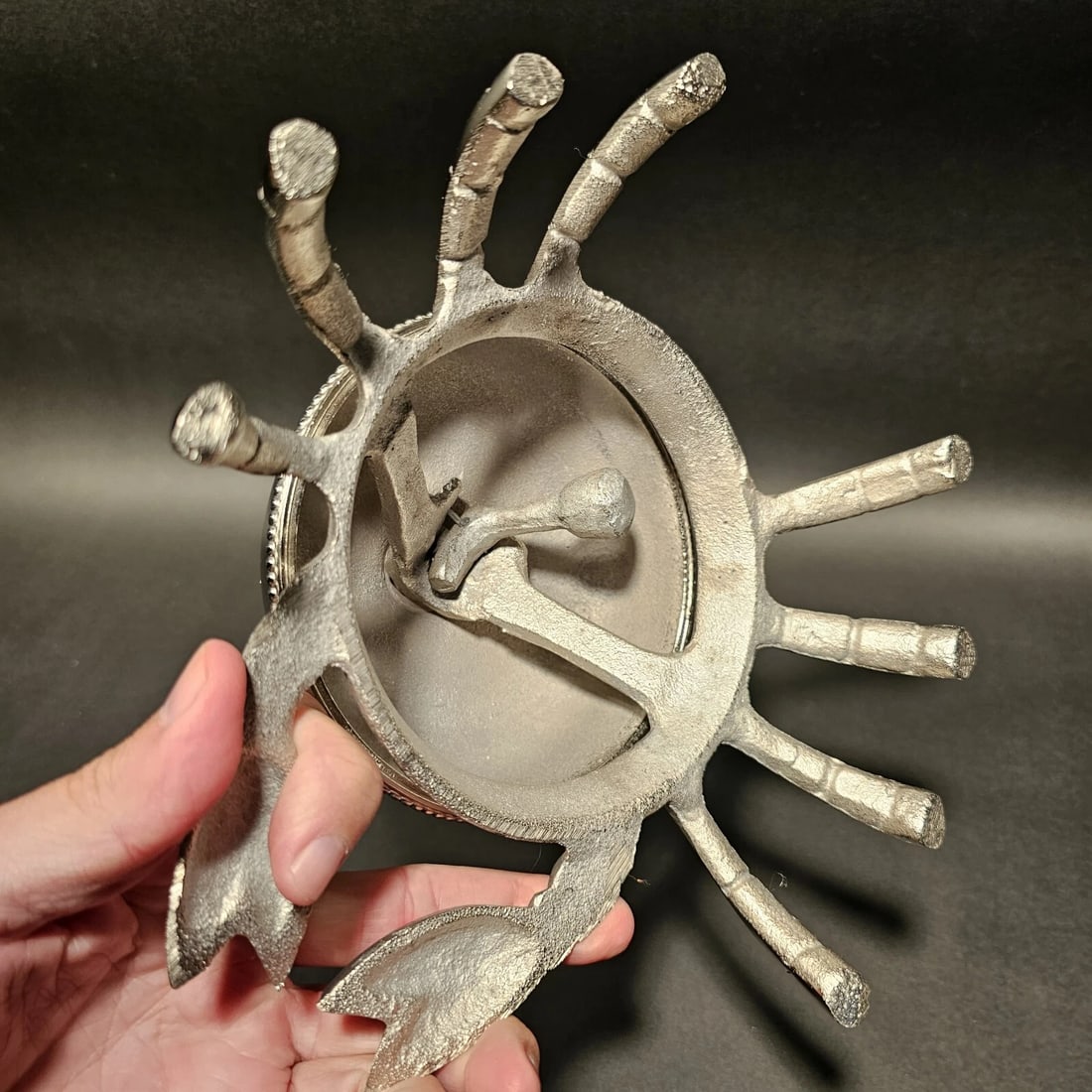 Silver Brass Crab Table or Floor Desk Bell - 10