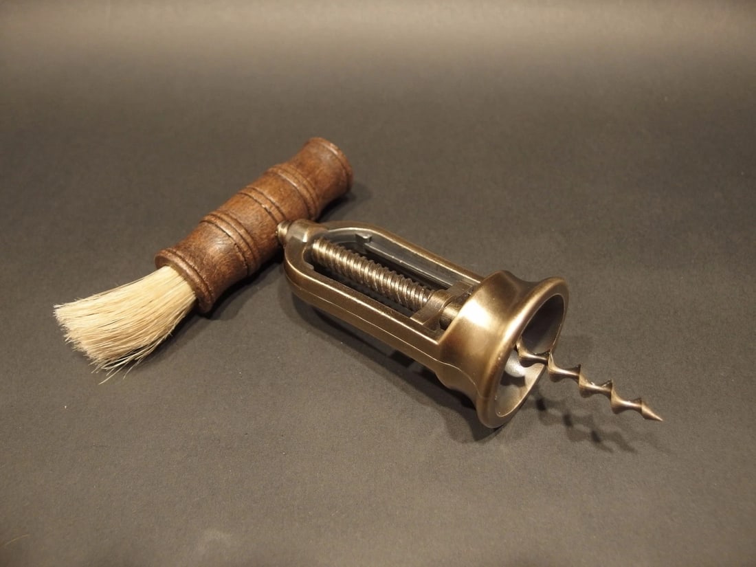 Open Frame Corkscrew w Brush Wine Bottle Opener - 6