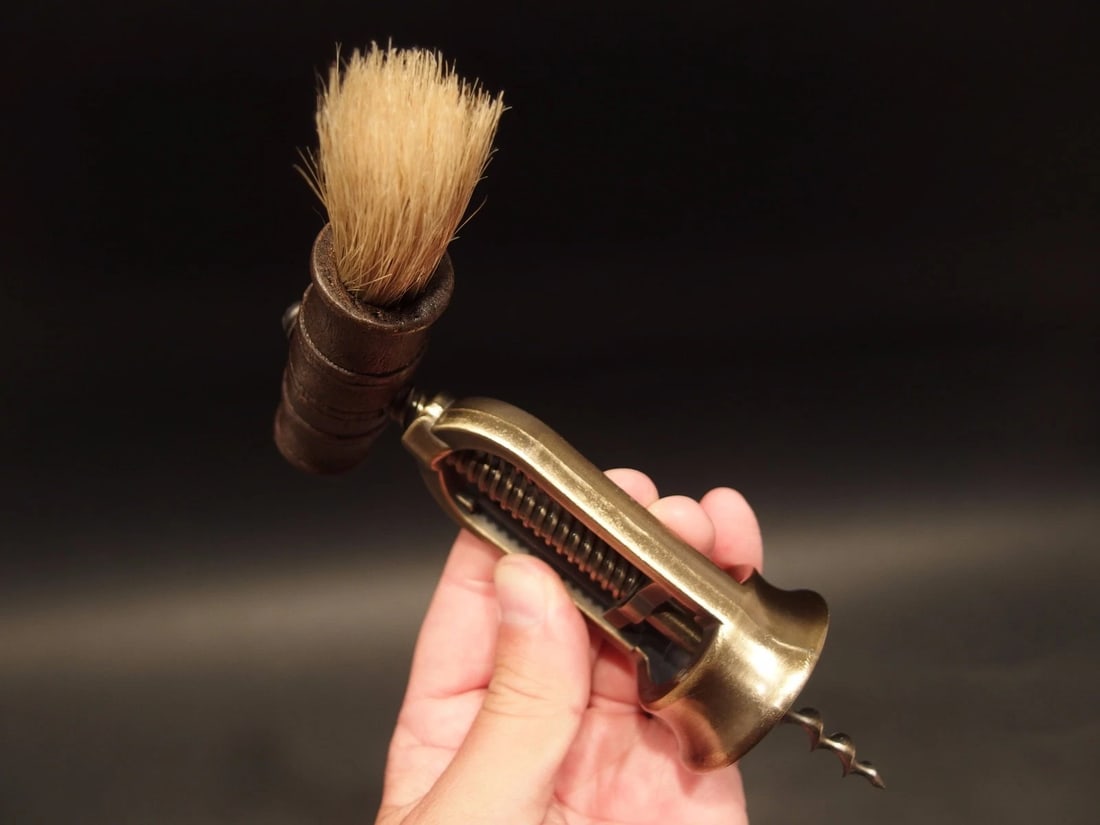 Open Frame Corkscrew w Brush Wine Bottle Opener - 9