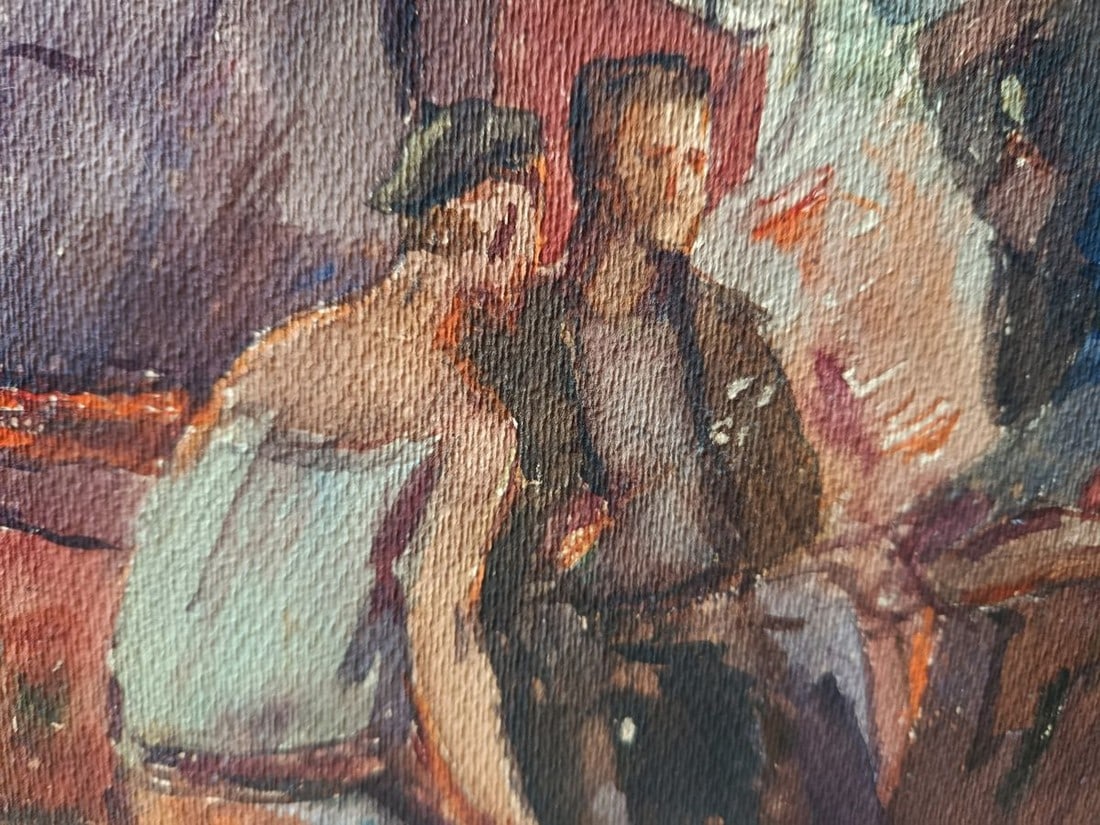 Watercolor painting An evening in company Unknown artist - 3