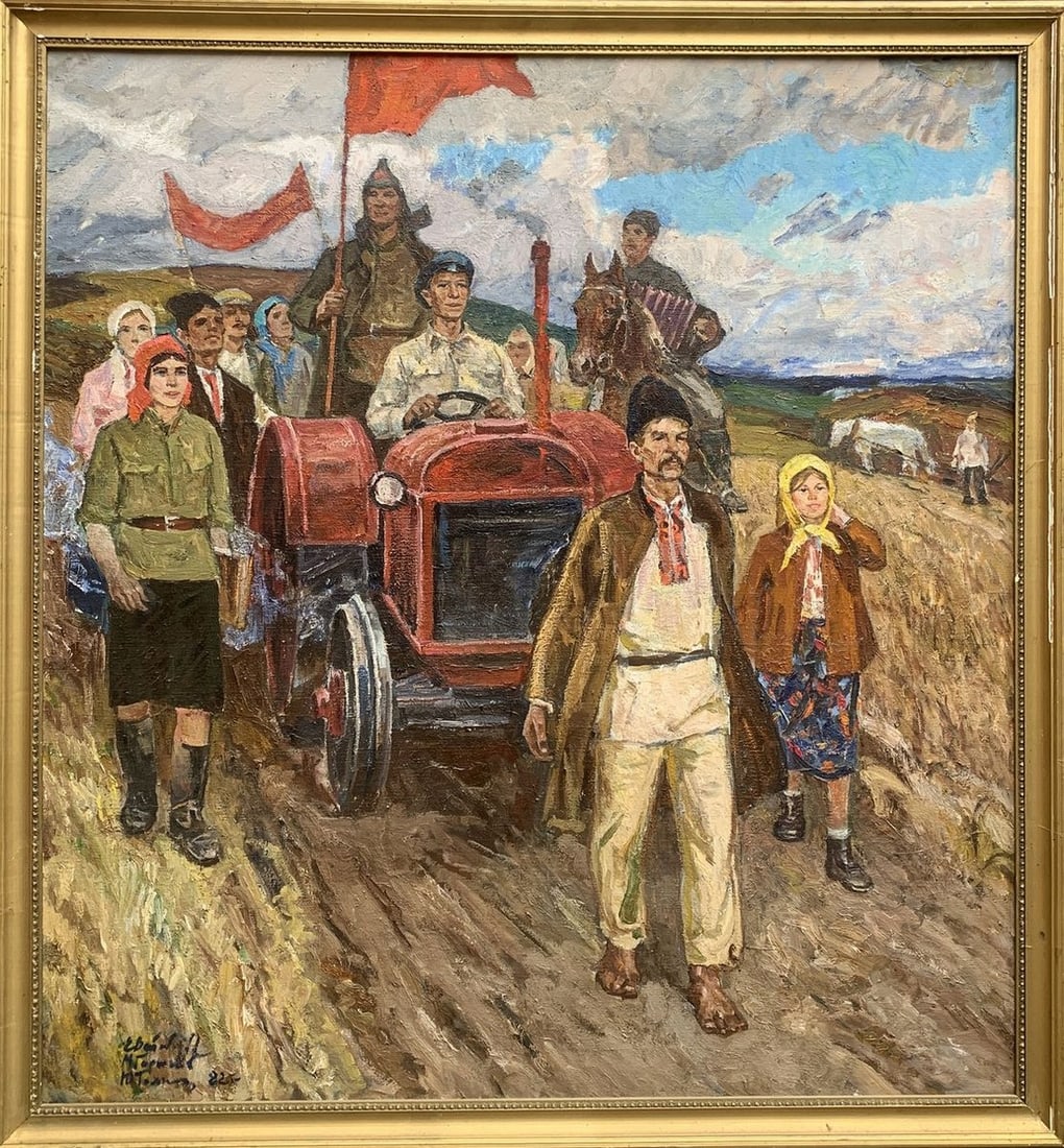 Oil painting First tractor Weissburg Efim Efimovich (1 of 10)