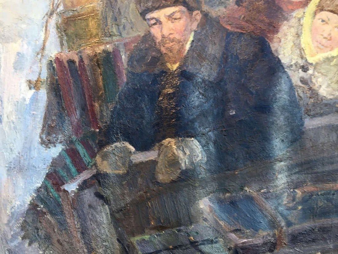 Social realism oil painting Goodbye Shusha Berkuta Kommunar Savelievich Nikolenko Alexander - 9