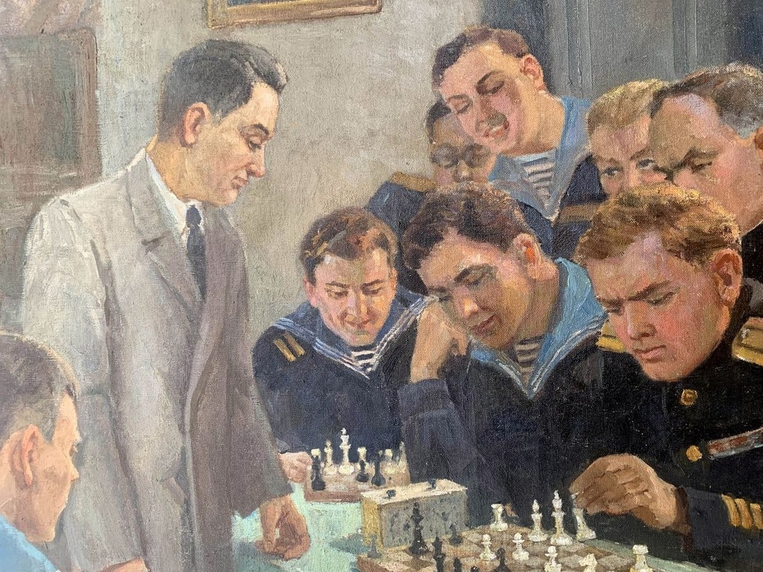 Social realism oil painting Chess tournament Evgeny Ivanovich Danilevsky - 5