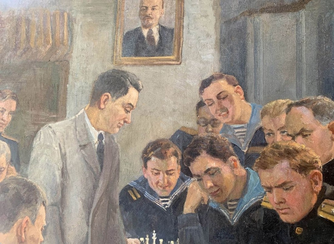 Social realism oil painting Chess tournament Evgeny Ivanovich Danilevsky - 6