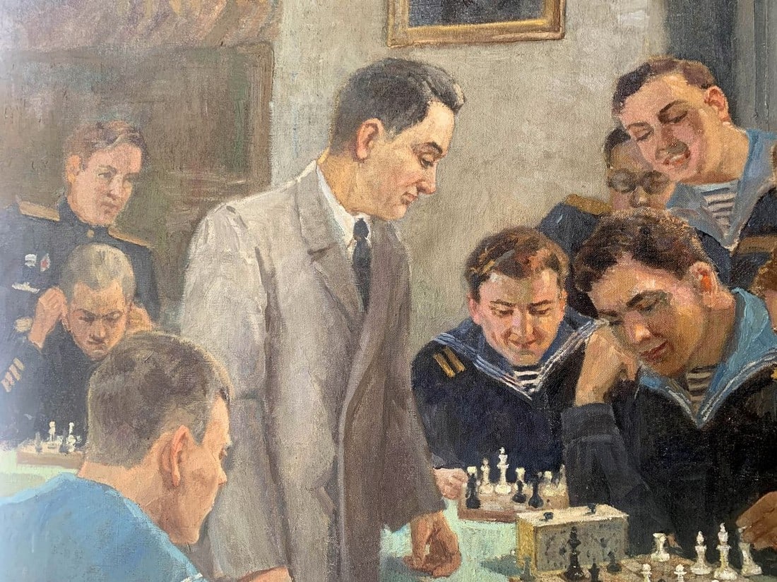 Social realism oil painting Chess tournament Evgeny Ivanovich Danilevsky - 8