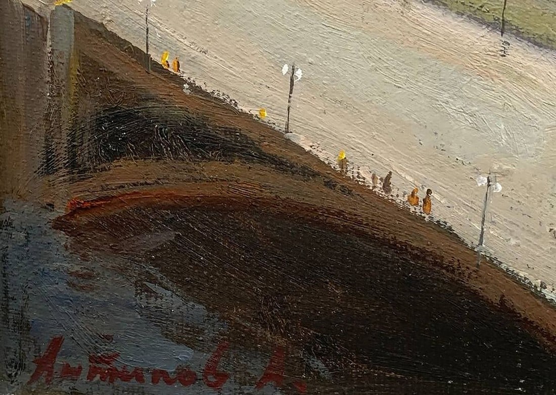 Oil painting Airplane over the city Antipov A. - 8