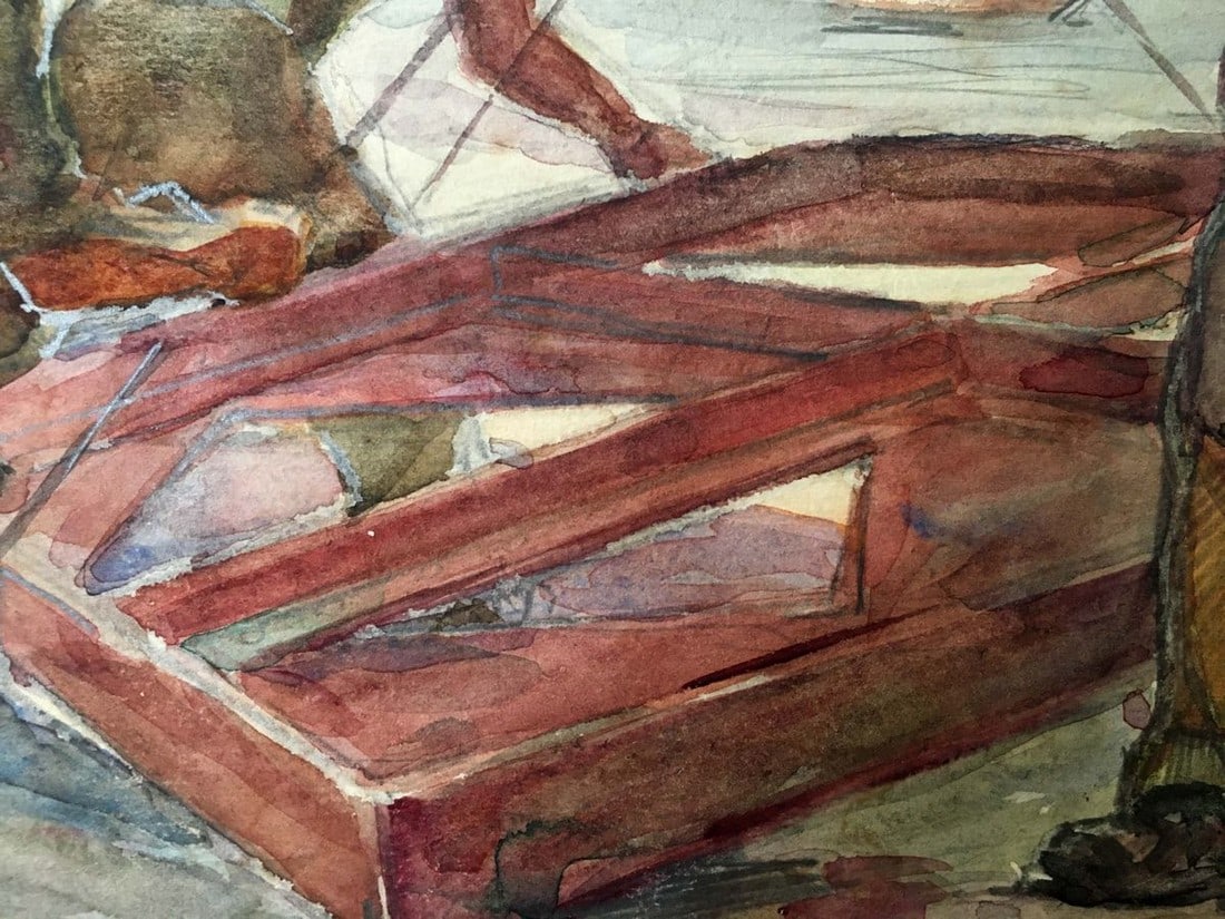 Oil painting Ship repair - 6