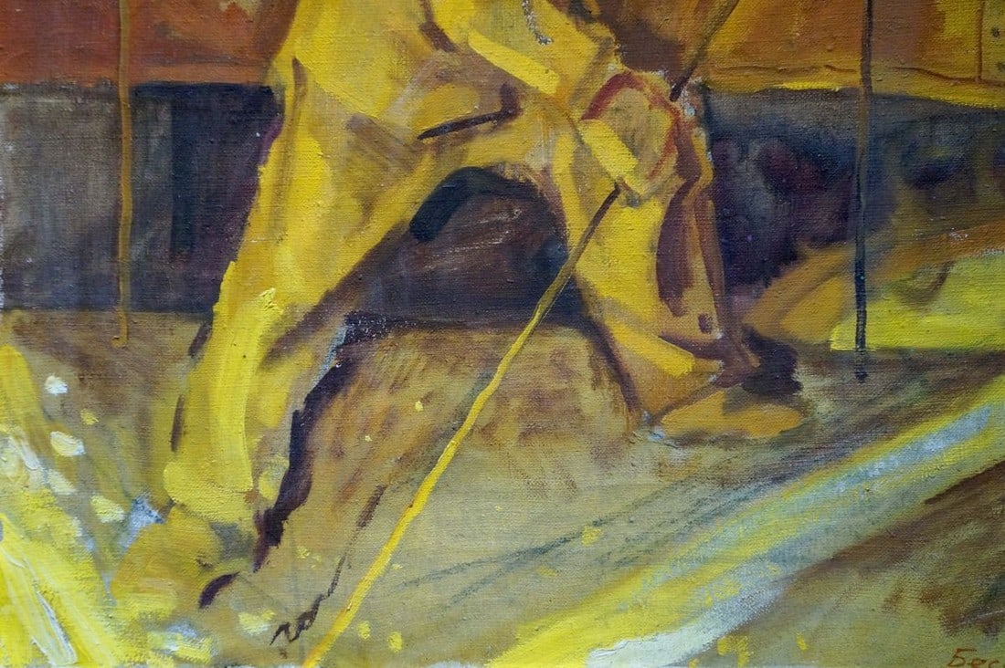 Oil painting Worker portrait Besedin Sergei Fotievich - 2