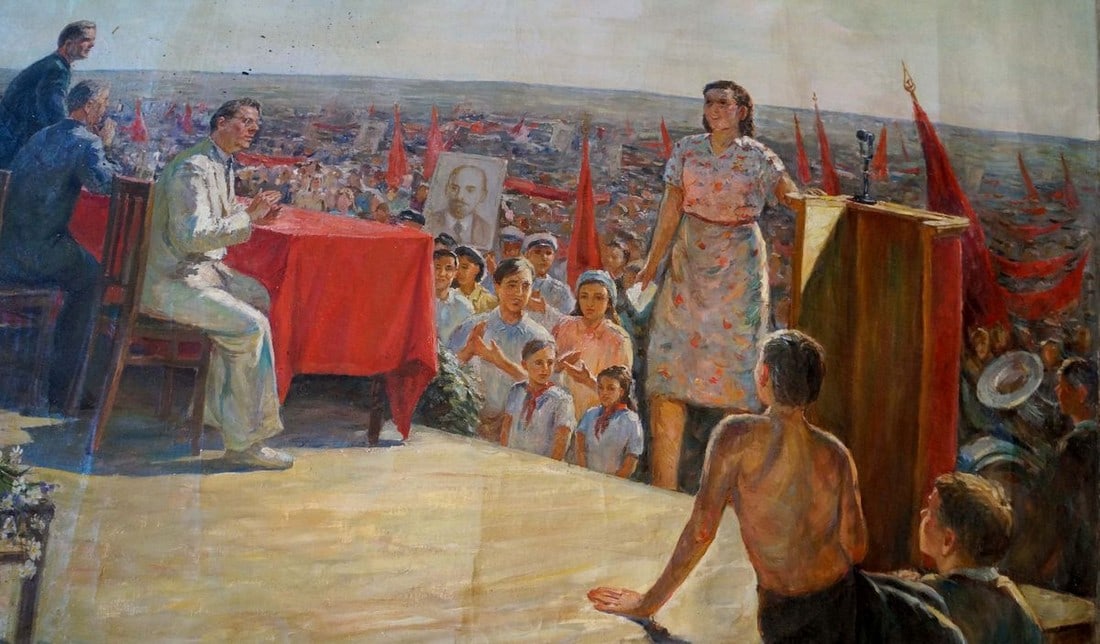 Oil painting Rally of people Pyotr Kuzmich Stolyarenko - 5