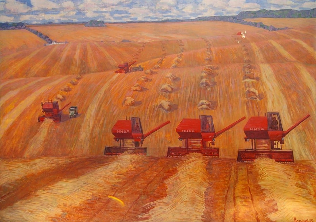 Oil painting Fields Malyshev Gennady Iosifovich: Title: Oil painting Fields Malyshev Gennady Iosifovich Description: ?Pol 88 *** ABOUT THIS PAINTING *** * TITLE: "Fields" * ARTISTS: Malyshev Gennady Iosifovich * SIZE: 140x198 cm/'55.11x77.95 inches'