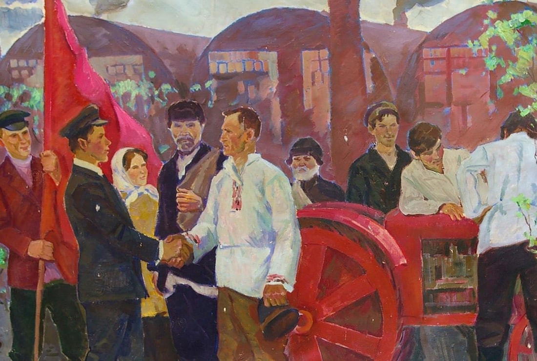 Oil painting The first tractor Pokulity Konstantin Ivanovich - 3