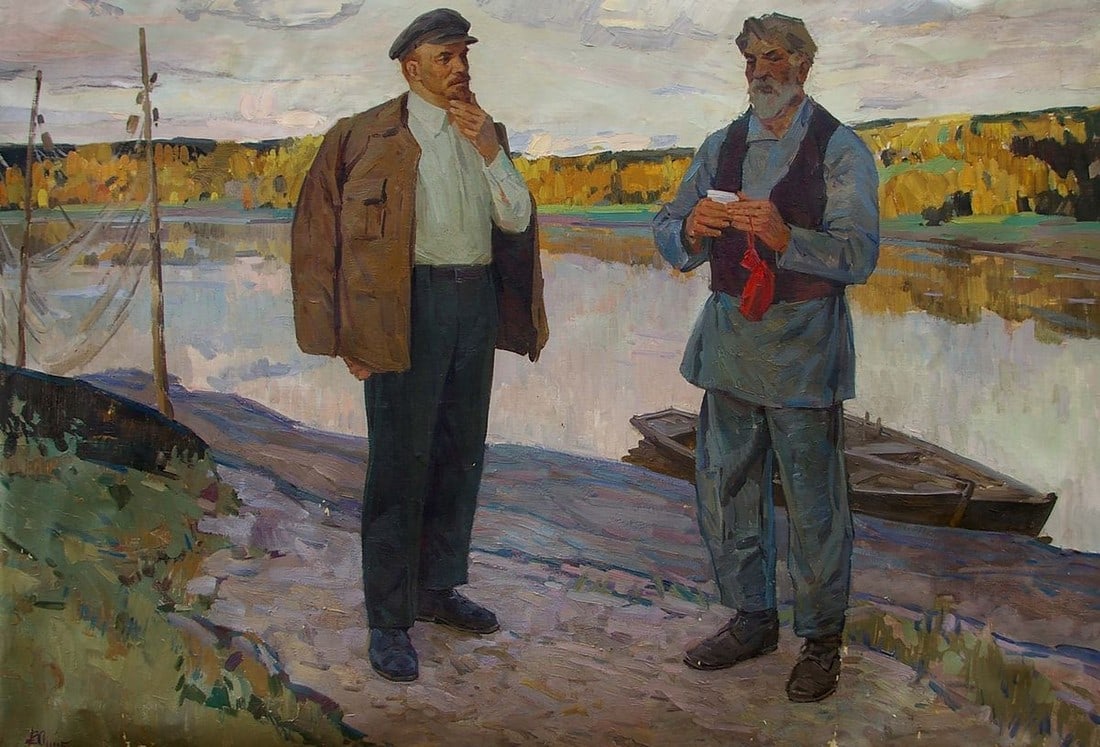 Oil painting Lenin with a fisherman Samoylenko Zoya Alexandrovna (1 of 8)