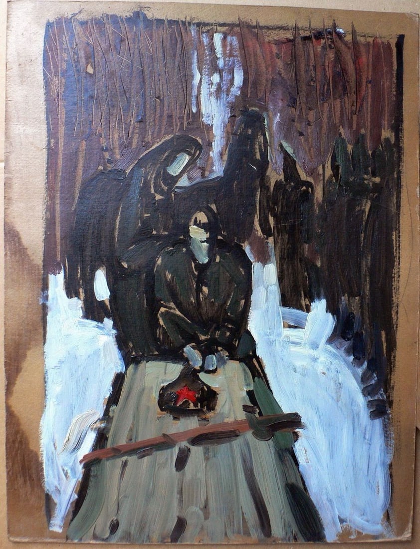 Oil painting Red Guard Funeral Erlikh Vladimir Isaakovich (1 of 1)