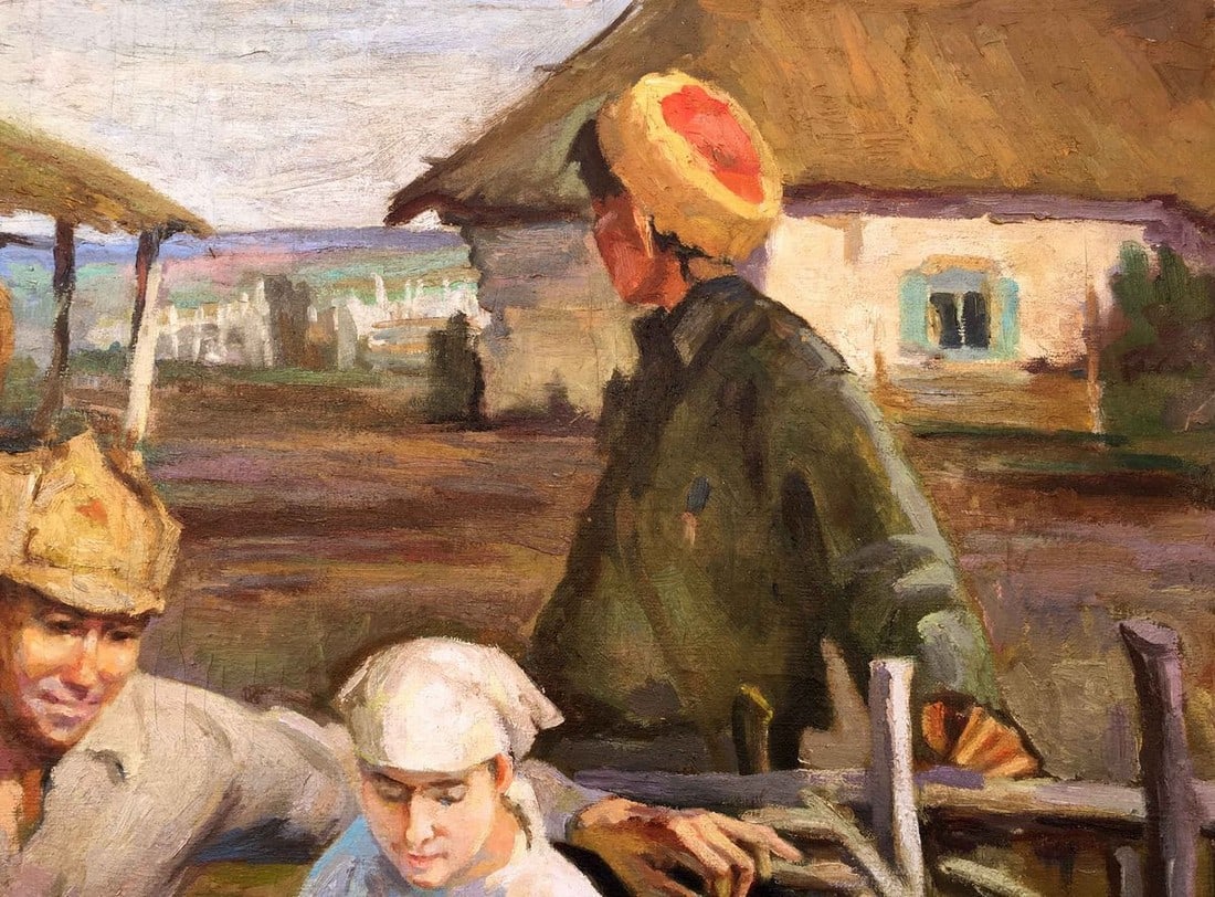 Social realism weekdays stanitsa oil painting - 3