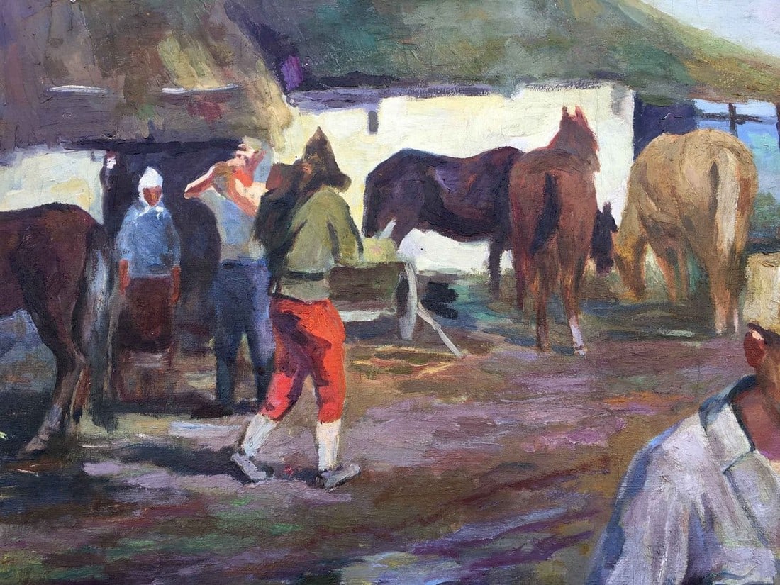 Social realism weekdays stanitsa oil painting - 5