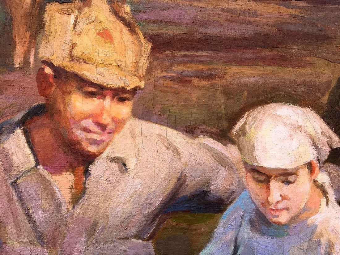 Social realism weekdays stanitsa oil painting - 7