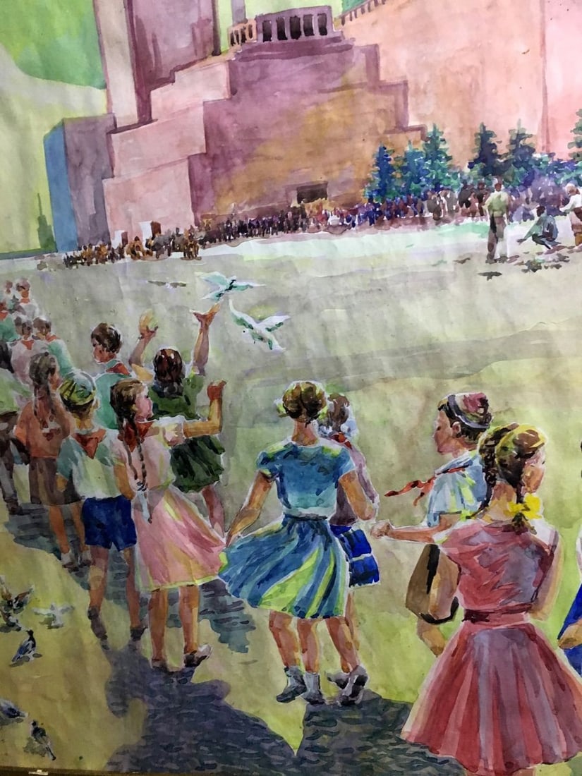 Watercolor painting Children on Red Square Alikberov V. - 4