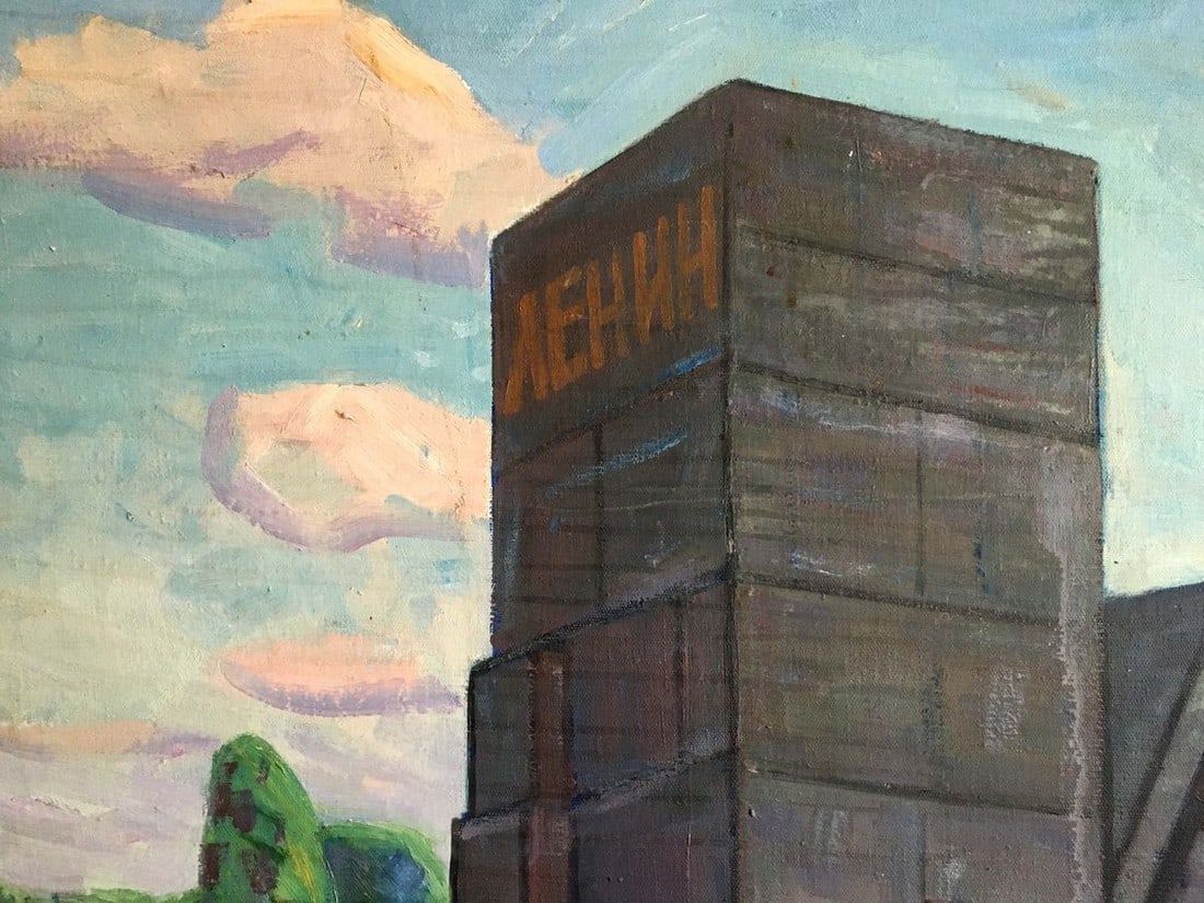 Oil painting At the monument Tyukha Ivan Andreevich - 2