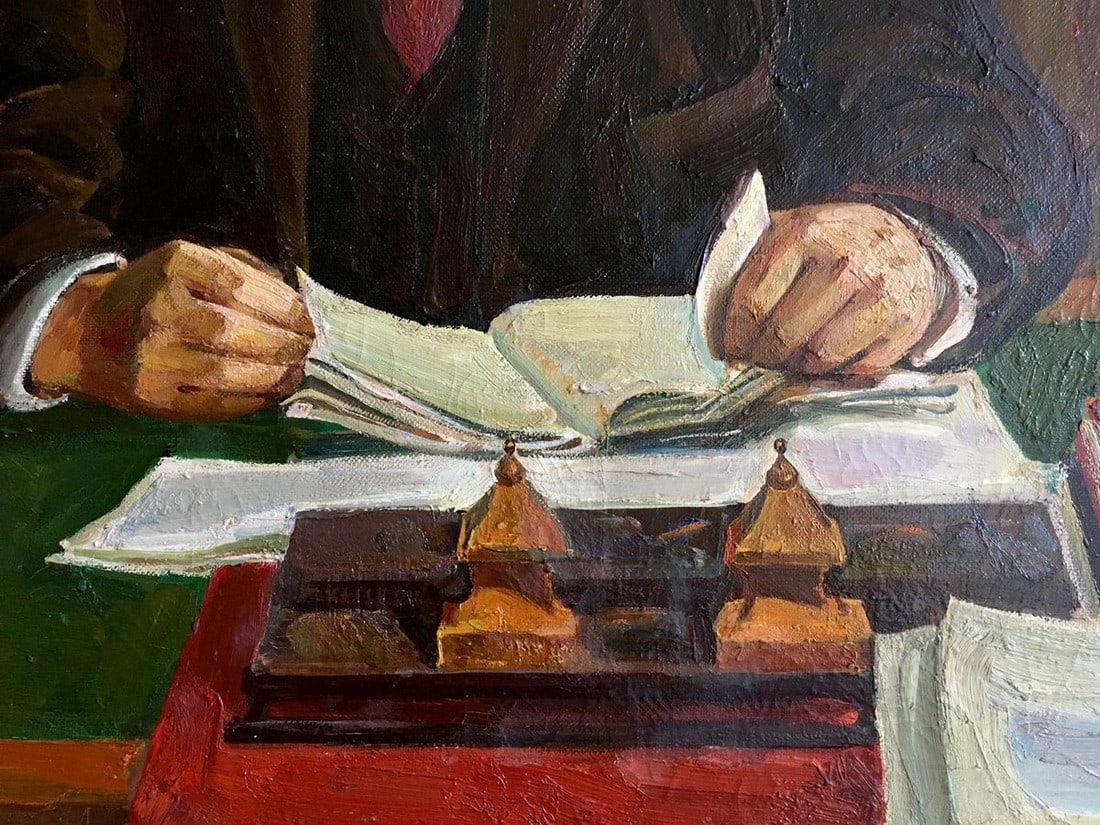 Oil painting Lenin at the table - 5