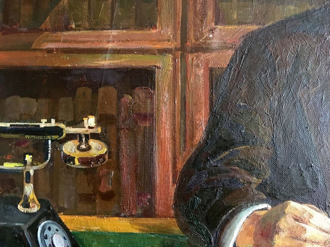 Oil painting Lenin at the table - 7