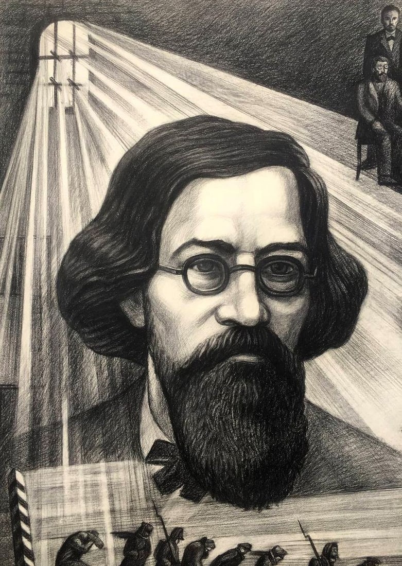 Pencil painting In memory of Chernyshevsky Yarovoy Nikolay Nikolaevich Sergeeva L.G. - 6
