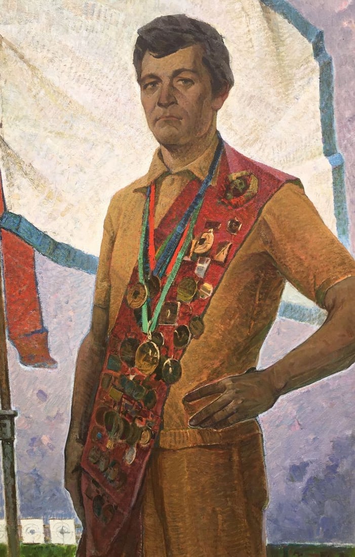 Social realism oil painting Portrait of the USSR Master of Sports Serbutovsky Andrey Andreevich - 2