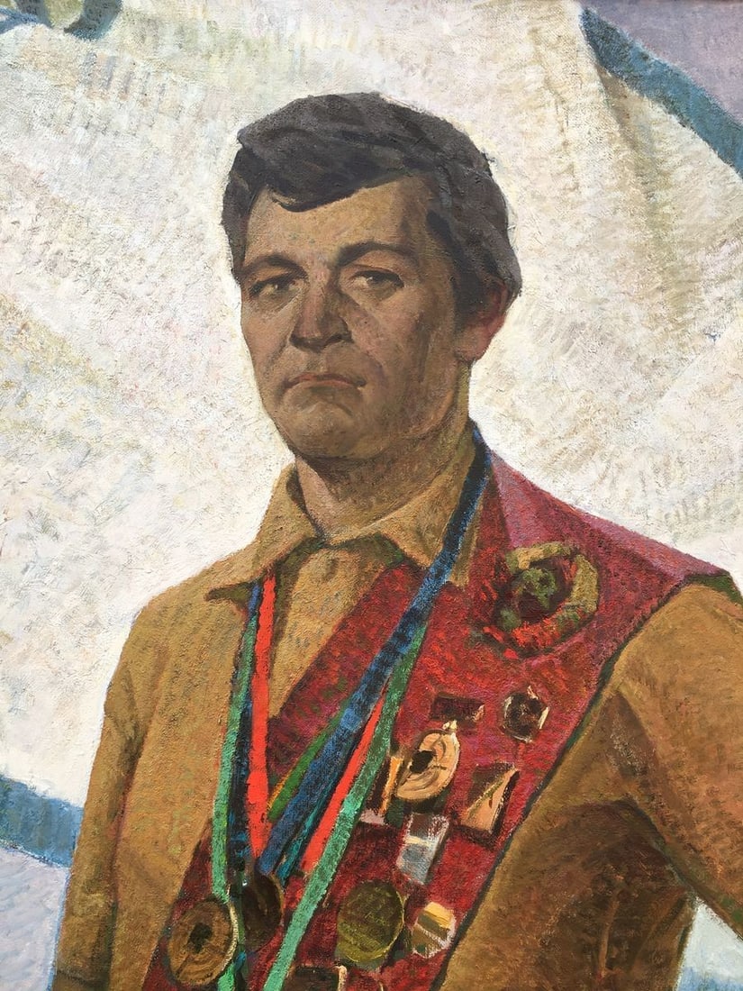 Social realism oil painting Portrait of the USSR Master of Sports Serbutovsky Andrey Andreevich - 3