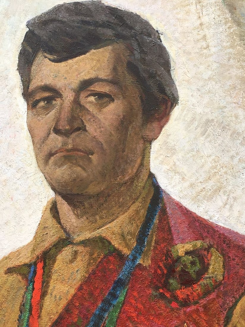 Social realism oil painting Portrait of the USSR Master of Sports Serbutovsky Andrey Andreevich - 4